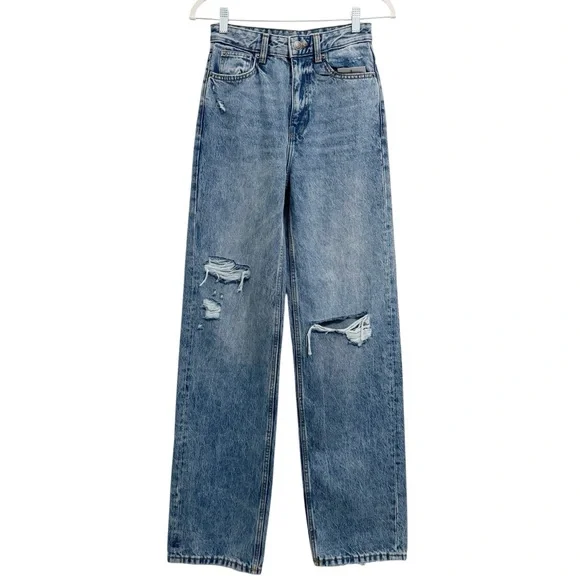 Zara The Ripped High Waist Mom Jeans NWT 0 - Picture 12 of 12